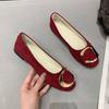 Women's Flat Shoes with Metal Buckle Plus Size Work Wear Shoes