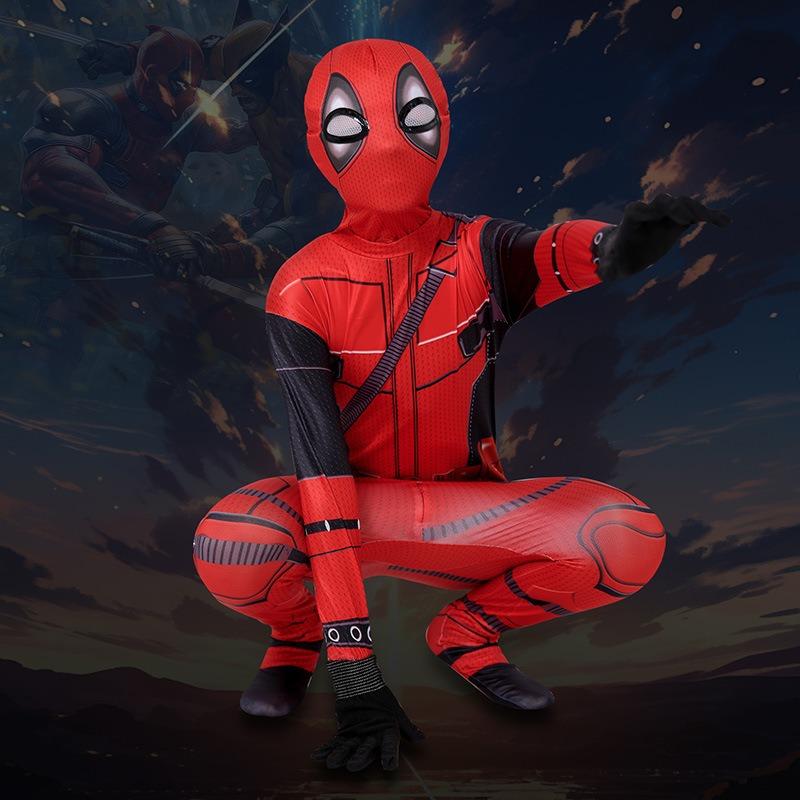 Live action movie Deadpool tight-fitting onesie cosplay costume, Halloween suit, children's anime costume