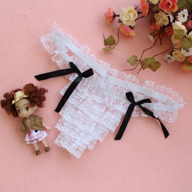 Deal with Loss-making Lingerie Panties Girls Sexy Cascading Lace Transparent Thong Bow Temptation