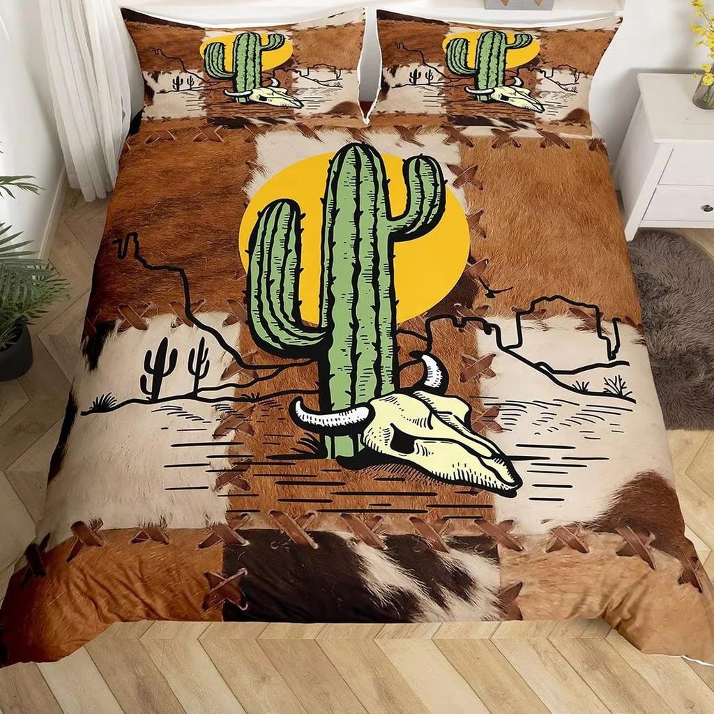 Green Cactus Down Comforter Set Bedding Set 3-piece Duvet Cover Set