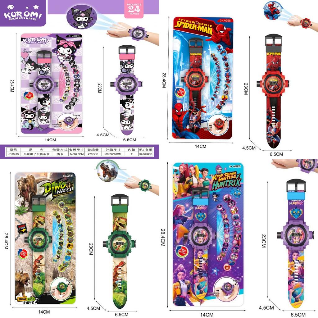 Kpop Demon Hunters Childrens Cartoon Electronic Watch With Projection And 24 Images For Learning And Play