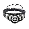 Pop Retro Rock Band Tokio Hotel Bill Kaulitz Band Black Rope Button Glass Cabochon Leather Bracelet Jewelry Charm Fans