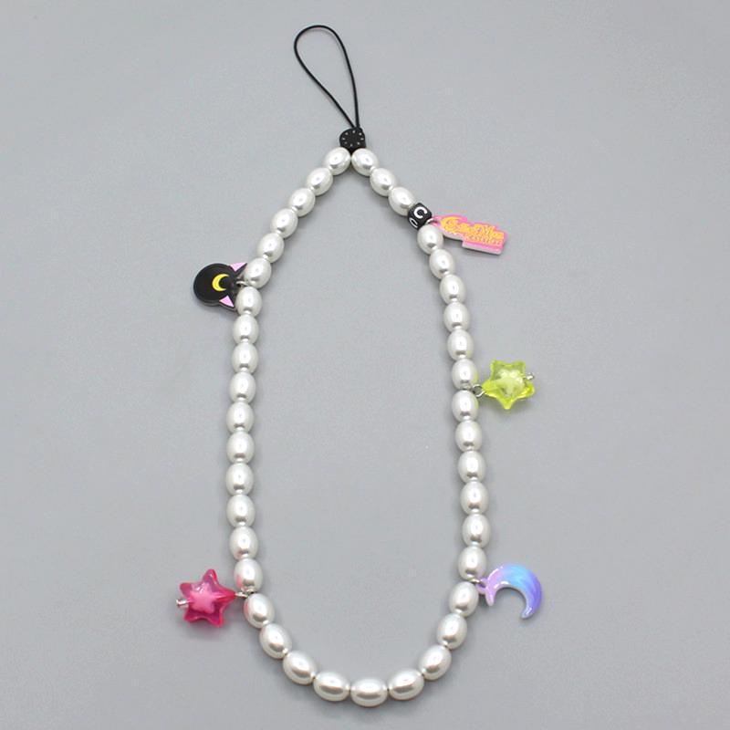 Lanț de telefon DIY la modă, anti-pierdere, cu mărgele emailate curcubeu – Stil popular pe internet