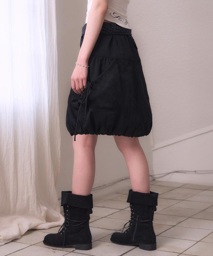 Leijeumiya Mio Shirred Balloon Skirt [Black]