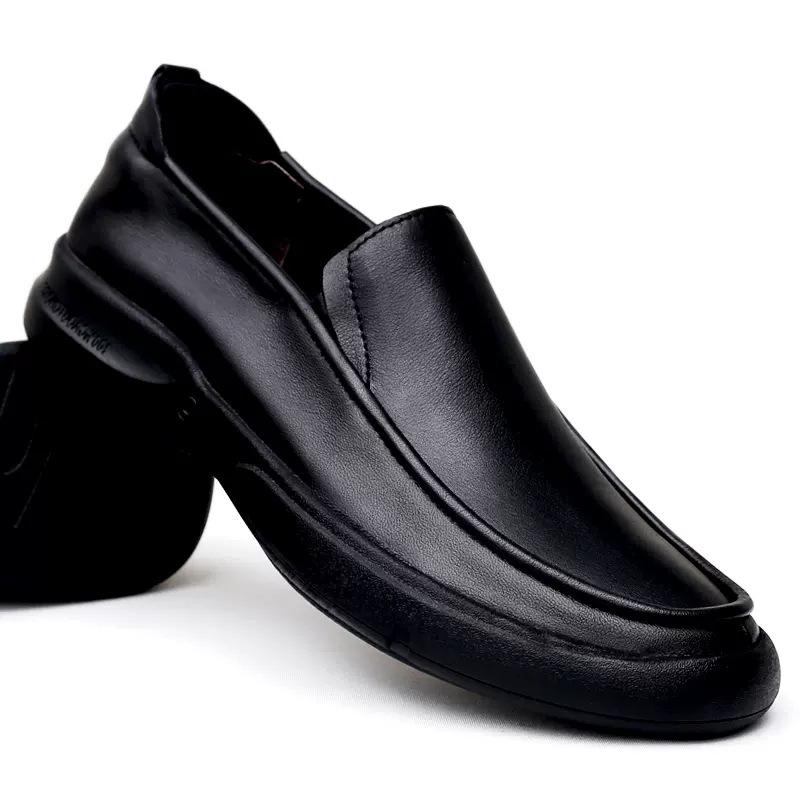 Men's Casual Leather Shoes Autumn and Winter First Layer Cowhide Soft Leather Soft Sole Genuine Leather Breathable One Pedal Men's Shoes