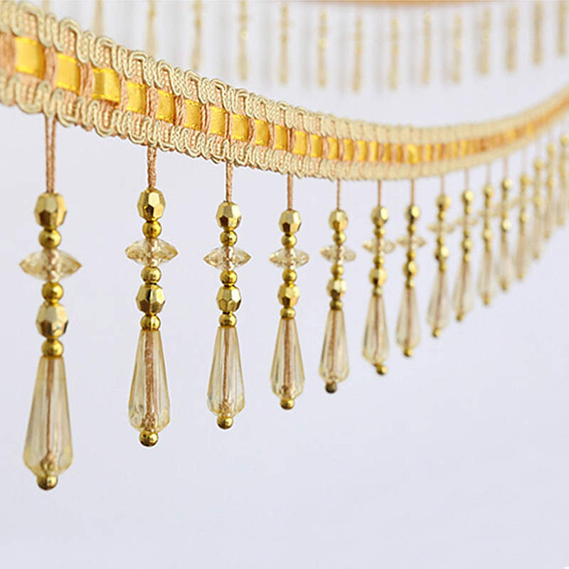 12 Yards/Lot Kristall Vorhang Quaste Spitzenbesatz Nähen Besätze Kristall Perlen Fransen Polster Vorhang Zubehör Spitze Dekor