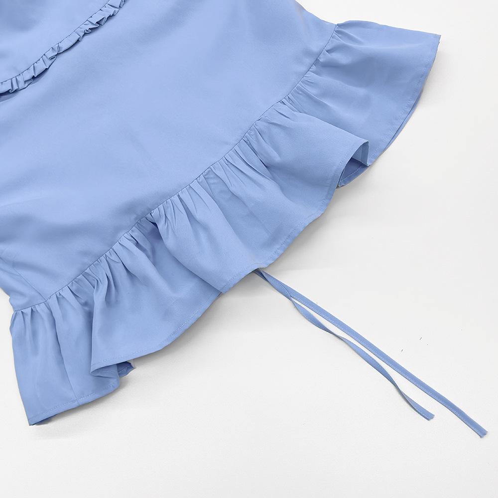 2026 Spring Fashion: Women's Long Sleeve Cotton Shirt with Doll Collar and Tie-up Design - European & American Style