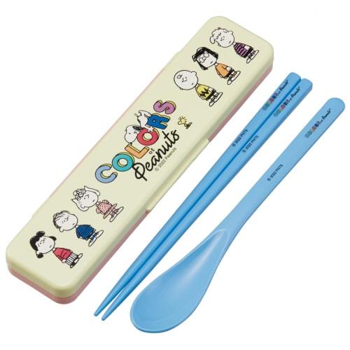 Skater Chopsticks and Spoon Set, Antibacterial, 18cm, Snoopy, Peanuts Colors, Made In Japan, CCS3SAAG-A