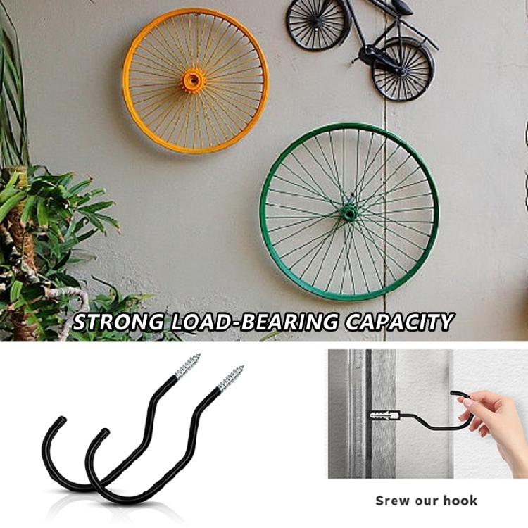 2Pcs Road Bike Wall Mount Hook Heavy Duty Metal Hook Garage Organizers Large Screw In Ceiling Hook Bike Hanger Hook
