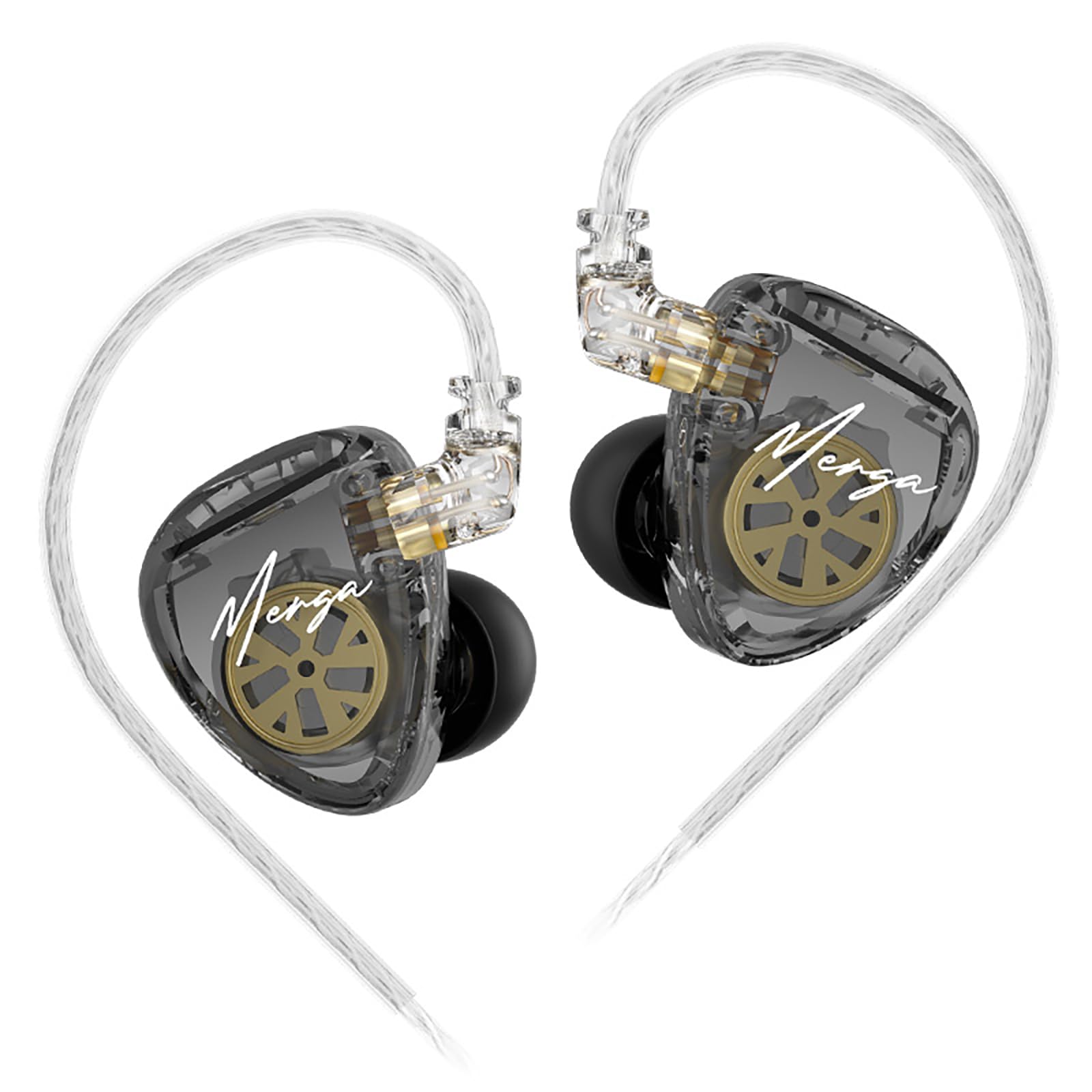

LINSOUL KZ Merga translucent black shell 2DD hybrid HiFi earphones Equipped with two dynamic drivers Earphone cable replaceable design HIFI level чорний