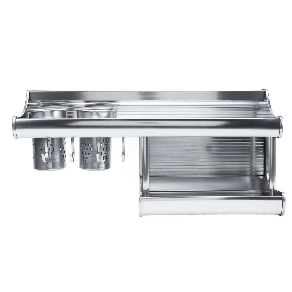 Wall Mounted Kitchen Organizer Rack Aluminum Alloy 2 Tiers Chopstick Spice Bottle Holder Storage