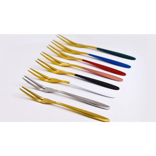 DS Dessert Fruit Tea Fork Set Stainless Steel 304 Gift Home Use, Mixed Colors 8 Pieces, 1 Piece, Korean Popular Tableware