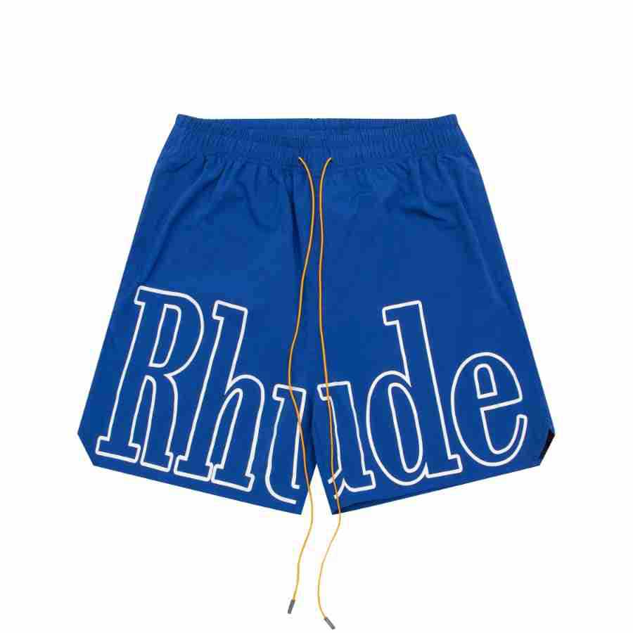 מותג אירופאי ואמריקאי טרנדי חוצה גבולות RHUDE לוגו אותיות מכנסיים קצרים ספורטיביים אלסטיים קז'ואלים לגברים ונשים מכנסי חוף High Street אמריקאי