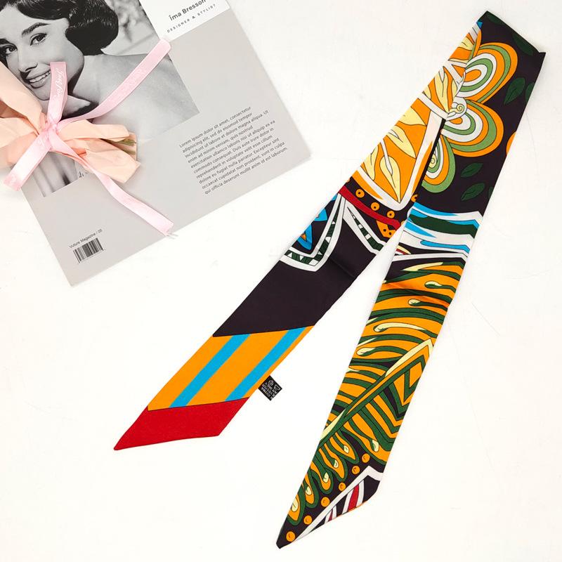 Classic New Long Small Silk Scarf, Decorative Slender Tied Bag Silk Scarf Small Ribbon Scarf Small Streamer Women's Scarf