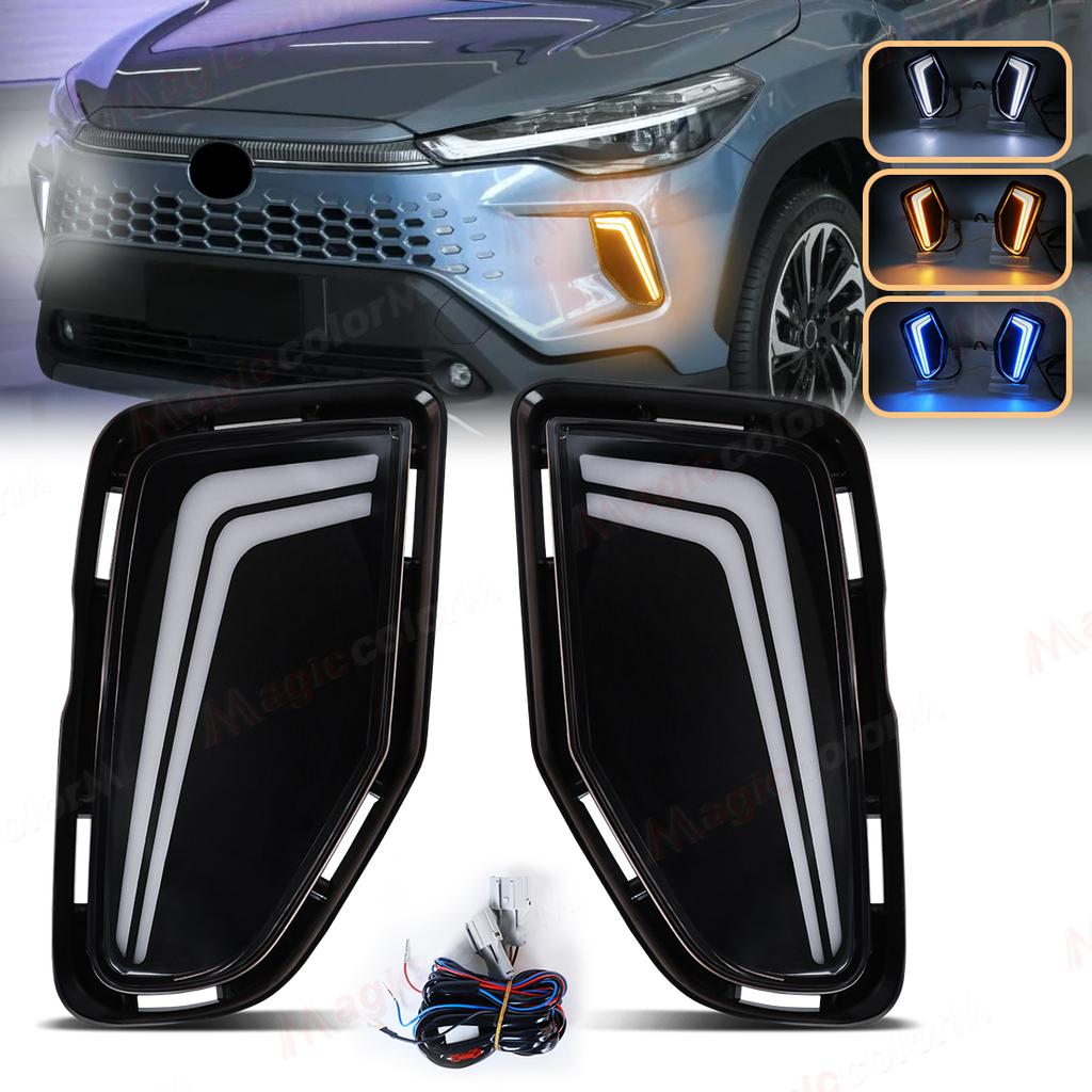 DRL For Toyota Corolla Cross LED Daytime Running Lights Turn Signal Fog Lamps Front Bumper Headlights Auto Daylights