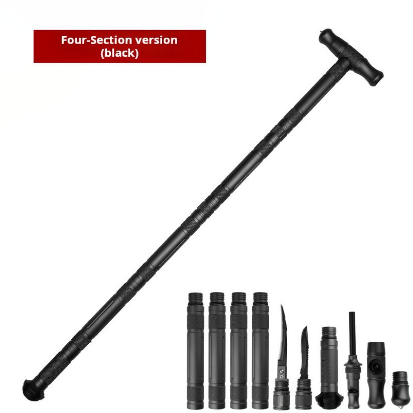 

The sturdy hiking stick is ergonomically designed with a T-shaped handle adjustable length and multiple functions