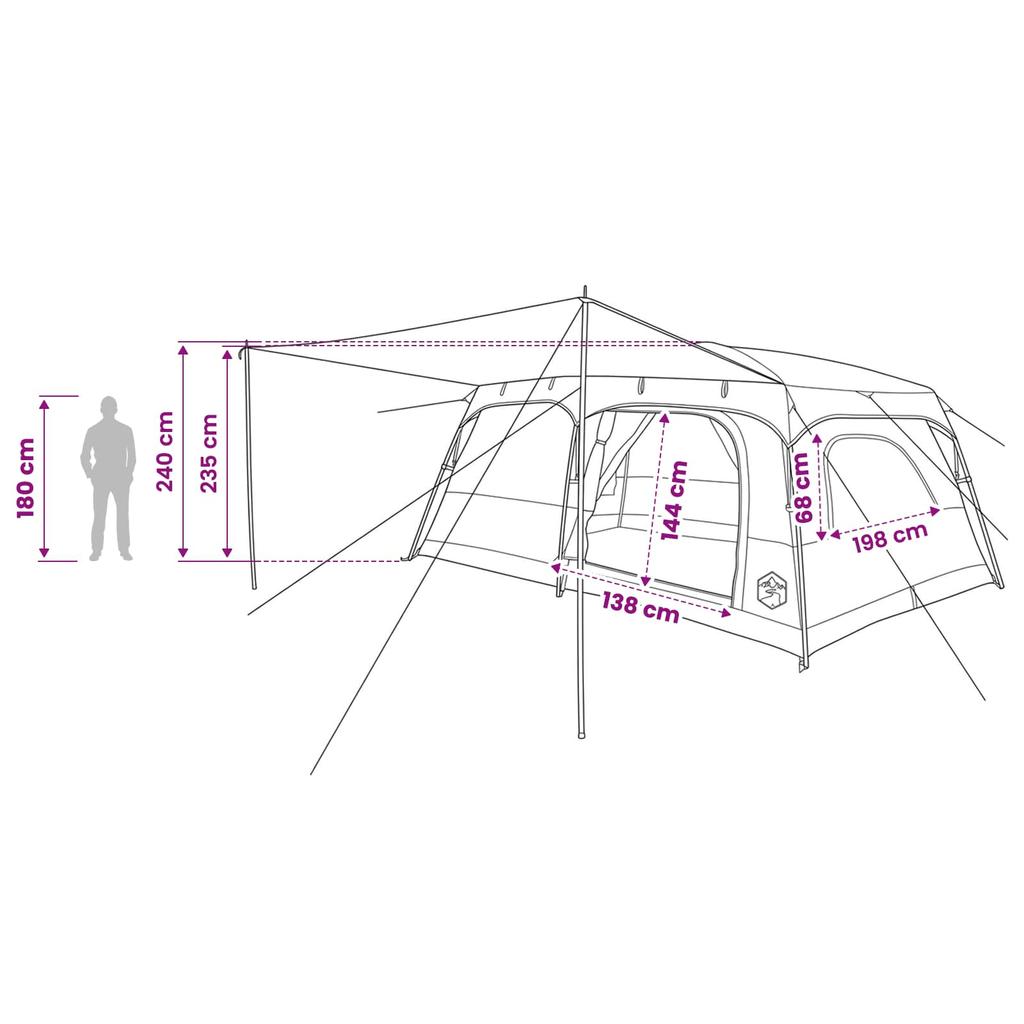 Family Tent Green 500 x 400 x 230 cm Polyester and Steel