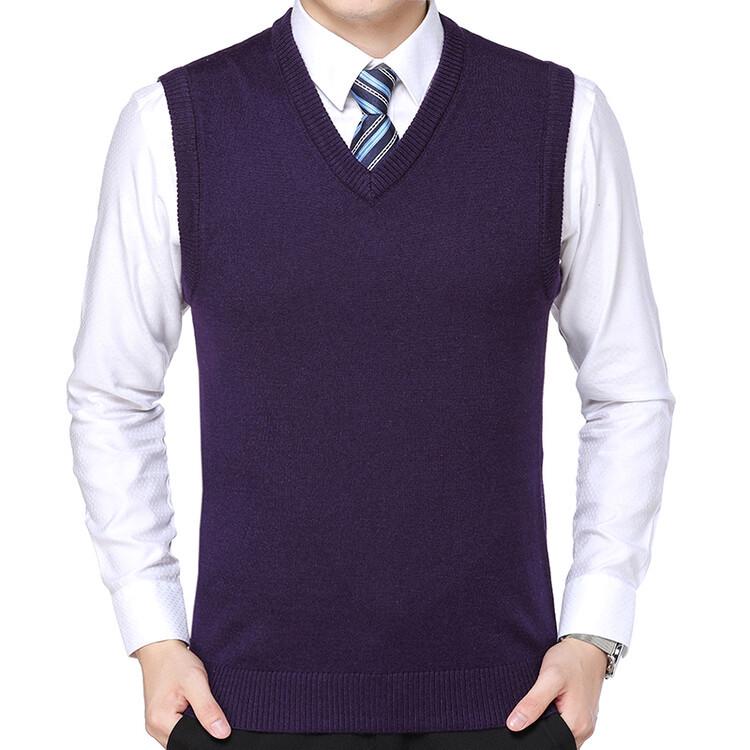 Men's V-Neck Plus Size Wool Vest - Casual Autumn/Winter Knitted Pullover, Sleeveless Sweater for Middle-Aged and Young