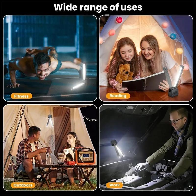 Foldable COB LED Work Light Dimmable Rotatable Flashlight Waterproof Magnetic Lamp with Hook for Car Repair Camping Emergency Outdoor Working Use