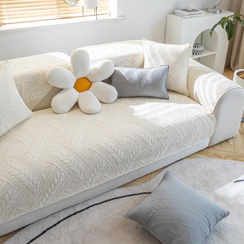 All-Season Non-Slip Pure Cotton Sofa Cushion - Solid Color, Japanese & Korean Design (2024 Model)
