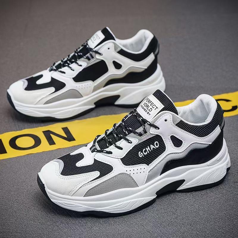 Men's Shoes Spring, Summer and Autumn Breathable Mesh Sports Casual Running Shoes Men's Student Versatile Height-increasing White Tide Shoes
