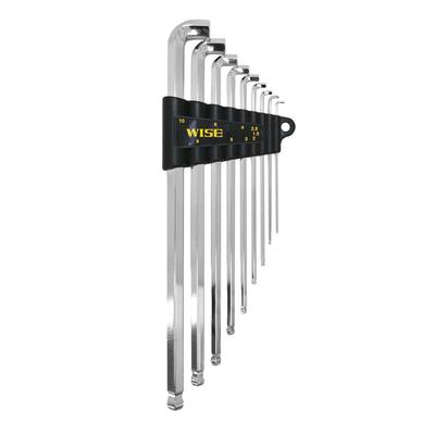 WISE Bilyalı Uçlu Altıgen Uzun ve Ekstra 9 Anahtar Seti, 1.5/2/2.5/3/4/5/6/8/10mm, Kısa, SBGTL-900,