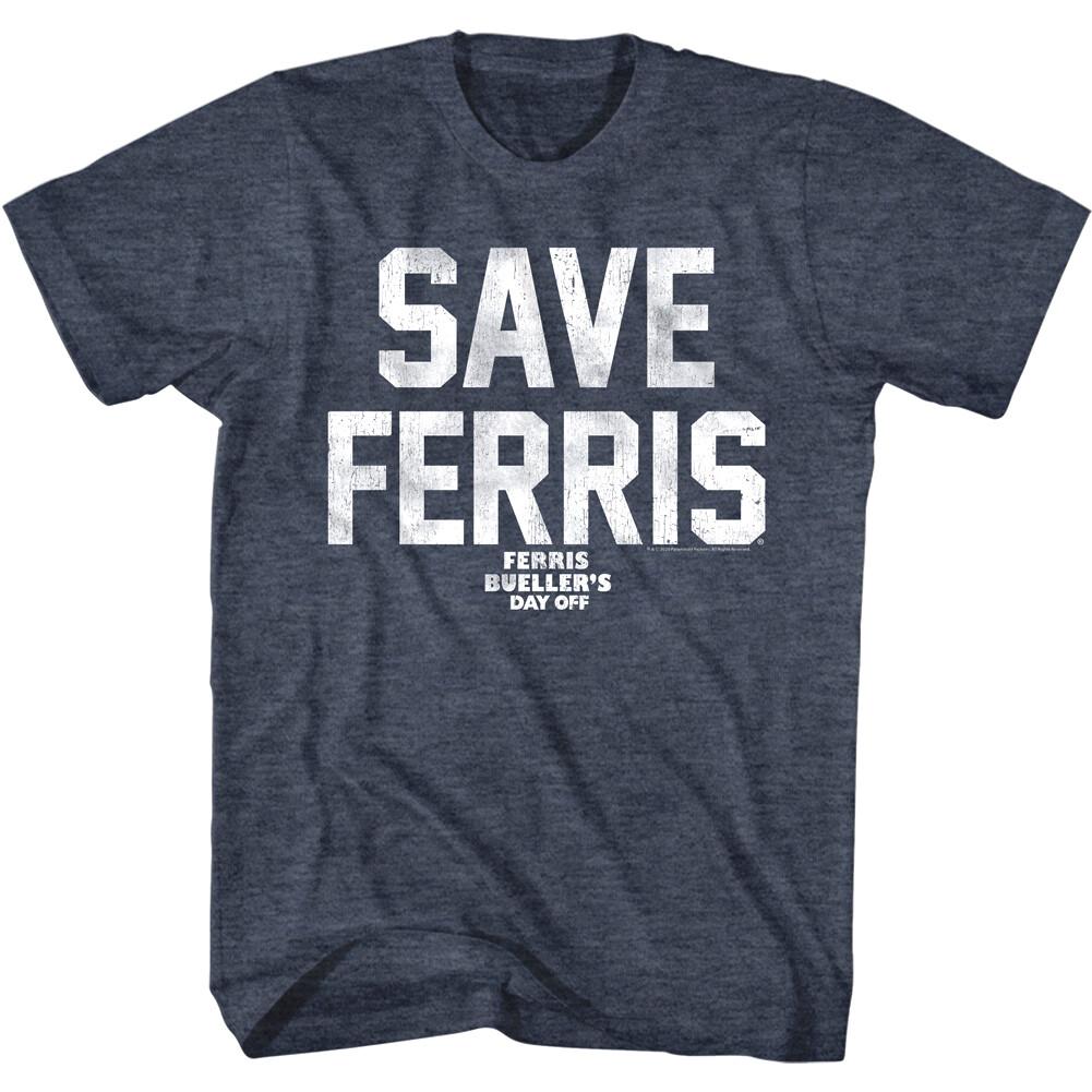 Ferris Bueller Day Off SAVE FERRIS Men T Shirt Navy Funny Comedy Movie S