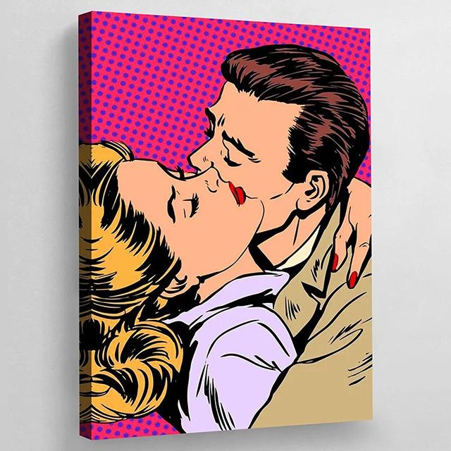 Colorful Pop Art Canvas Comic Woman Poster And Prints Modern Girls Canvas Painting Pictures Mural Wall Art Home Decor Unframed