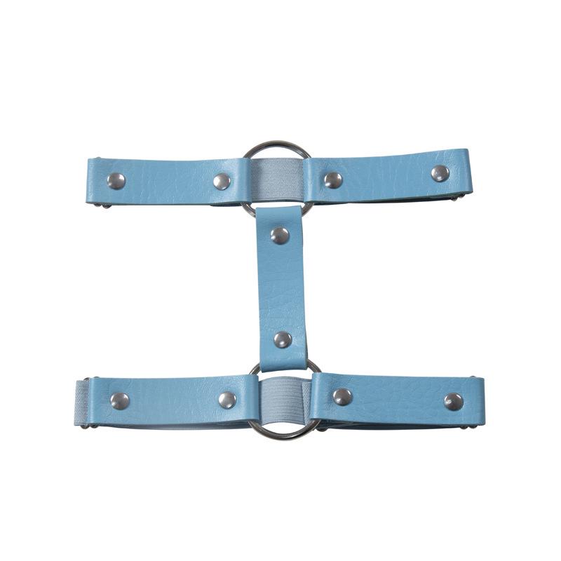 Gothic Harajuku Punk Leather Thigh Garter Elastic Band Leg Chain светло-синий