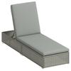Rattan Sun Lounger Five Position Reclining Garden Lounger Bed With Cushion Light Grey