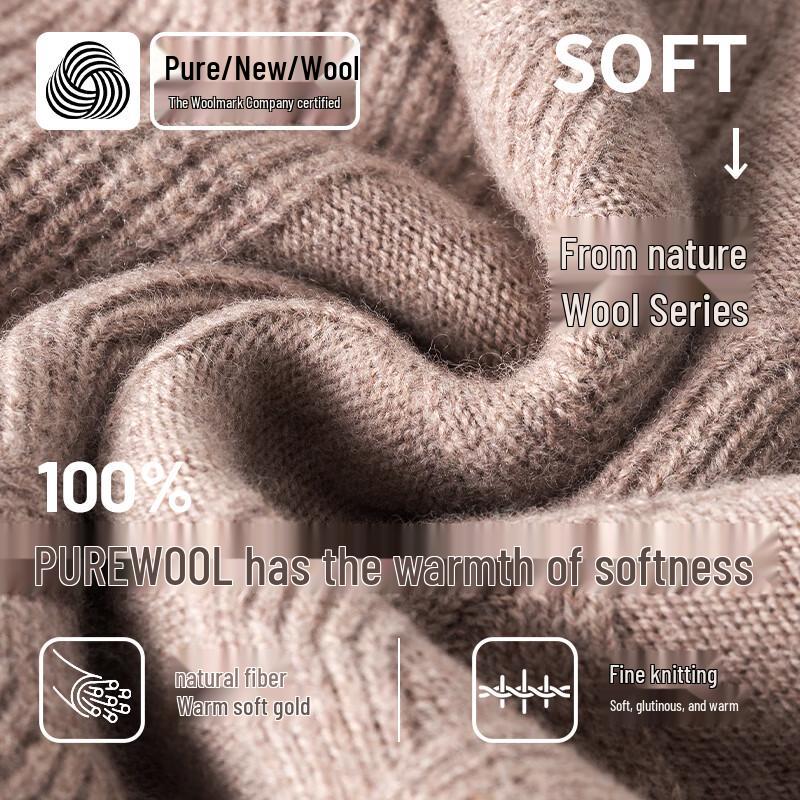 Hengyuanxiang Men's 100% Wool Round Neck Pullover Sweater