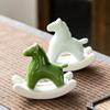 Ceramic Green Horse Figurine Tea Pet Zen Desk Decor Vintage Animal Sculpture Home Office Decor Lucky Charm Gift for Housewarming