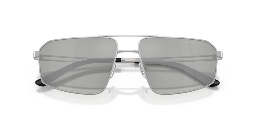 Emporio Armani Sunglasses for Matte Clear Silver Mirror Lens Men. Frame Silver. Lens 80. Width 59mm. (Model Number 0EA2173)