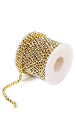 LuceLuce Rhinestone and Diamond Chain, Gold, Crystal, and Diamond Accessory Parts [4.0mm Diameter, 10mm Length]