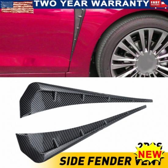 2Pcs Carbon Fiber Car Side Vent Wing Fender Cover Trim Air Exterior Universal