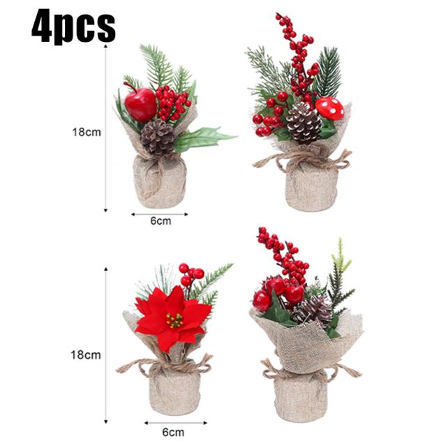 Artificial Simulation Plant Flower Red Berries Christmas Tree Home Decorations Garland DIY Supplies Holiday New Year Ornament