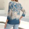 Women's Fashion Casual Print Button-down Shirt 3/4 Long Sleeve Tops