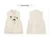 White Beaded Embroidery Vest with Stand-up Collar Shirt and Skirt - New Chinese Style Suit for Women, NZ019