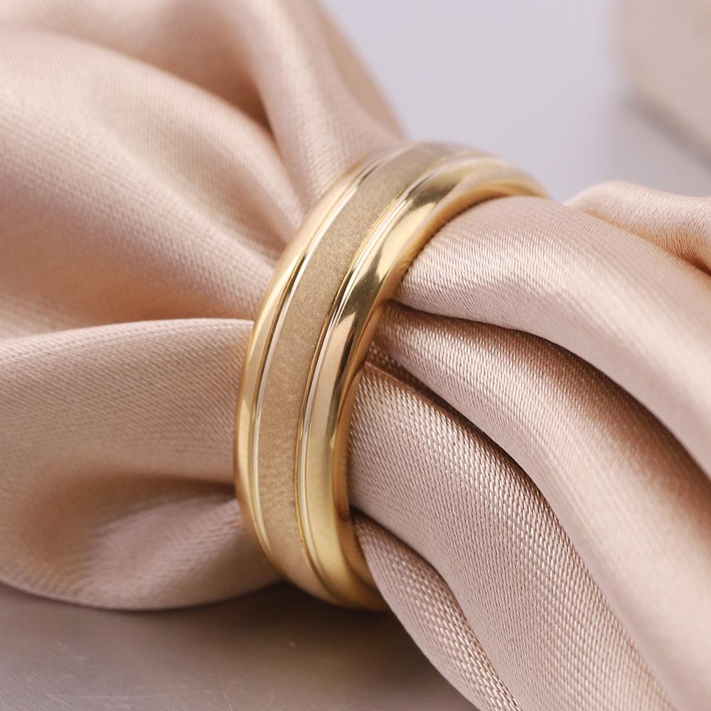 Gold Matte Ring Couple for Men Women Classic Wedding Engagement Band 6mm Special Valentine's Day Gift for Lover