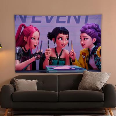 1 ks KPop Rumi Mira Zoey Demon h-Hunters Kreslená tapiséria Dekorácia izby Domáca dekorácia Spálňa Nástenná závesná LÁTKA