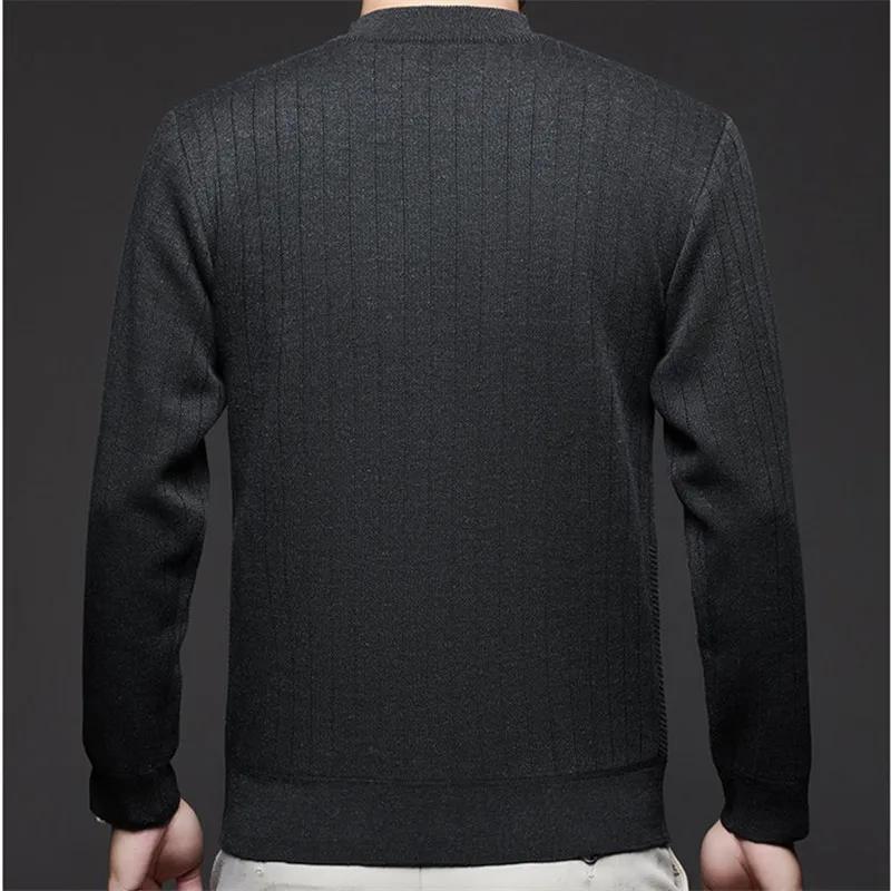 Winter Mock Neck Thick Fleece Knitted Pullovers Men Fashion Smart Casual Warm Sweater Mens Slim Fit Knit Pullover Sweaters