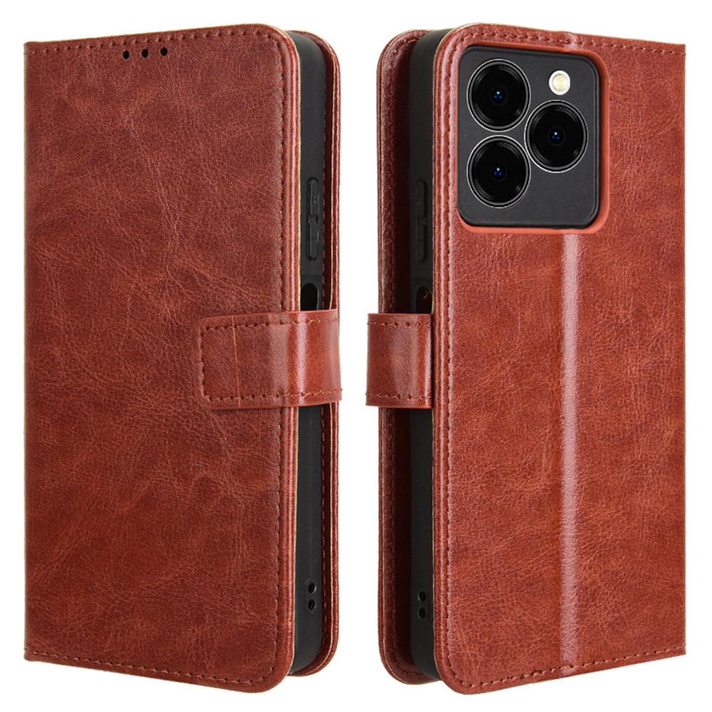 

Для Meizu Note 21/Ulefone Note 20 Pro Чехол Текстура Crazy Horse Искусственная кожа Чехол-кошелек для телефона Brown