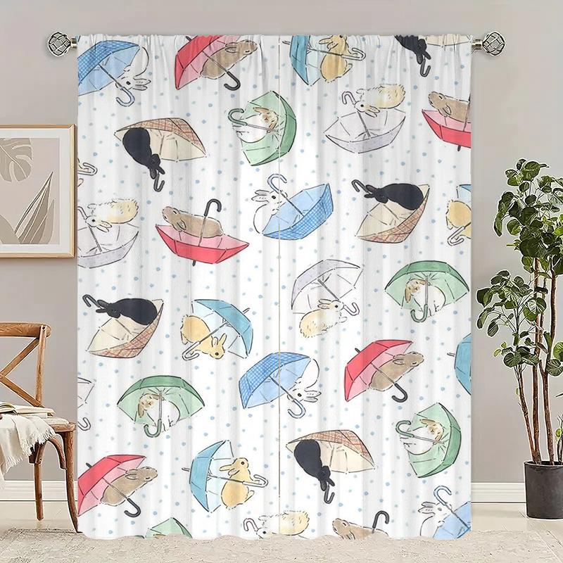 

2 ШТ.- Мультяшный зонт - Принтованная штора -100% полиэстер, подходит для штор в спальню и для украшения гостиной 29Wx64L(75x166CM)x2