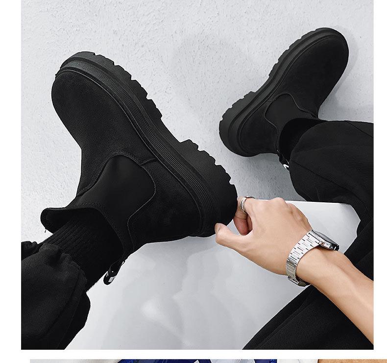 2025 Black Leather Men's High-Top Martin Boots: Trendy British Style Motorcycle Chelsea Boots