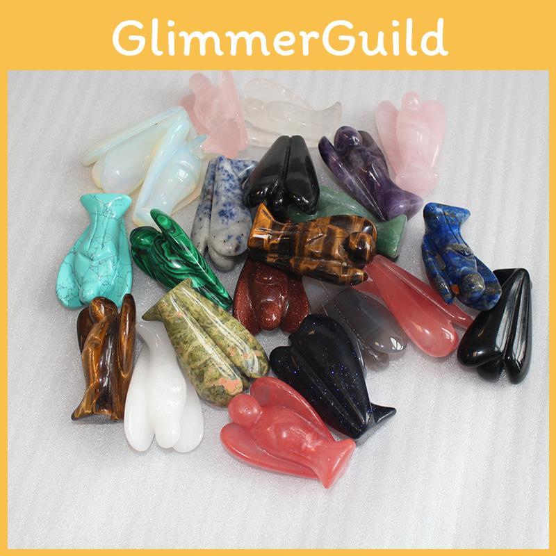 Luxurious Natural Gemstone Healing Crystal Carved Pocket Guardian Angel Perfect Home Decor Gift