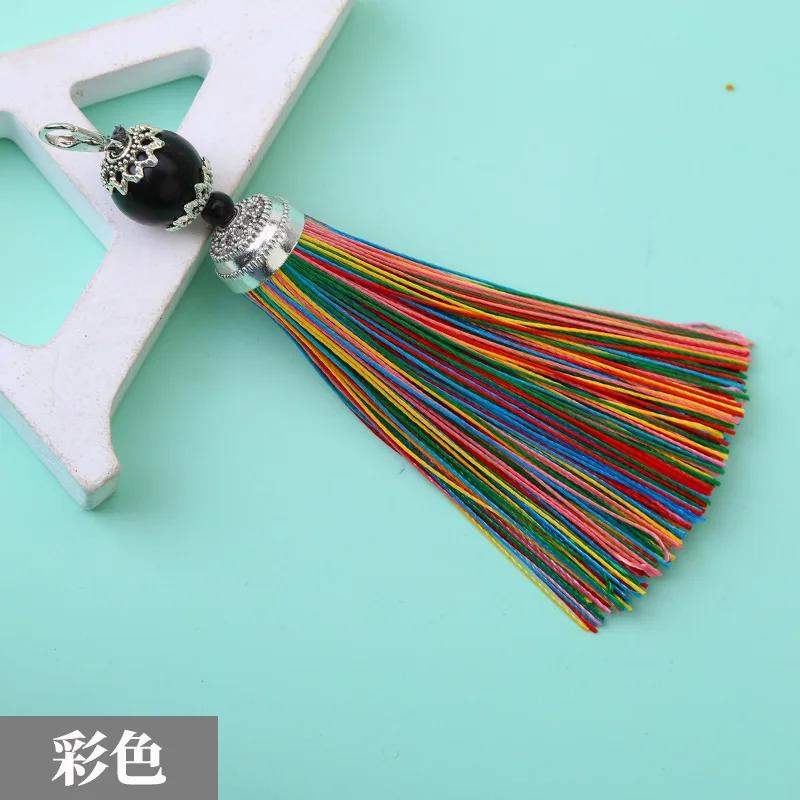 8cm Small Silk Tassel Earrings Pendant Charms Crafts Silver End Caps Tassels Brush for DIY Jewelry Making Accessories 5pc