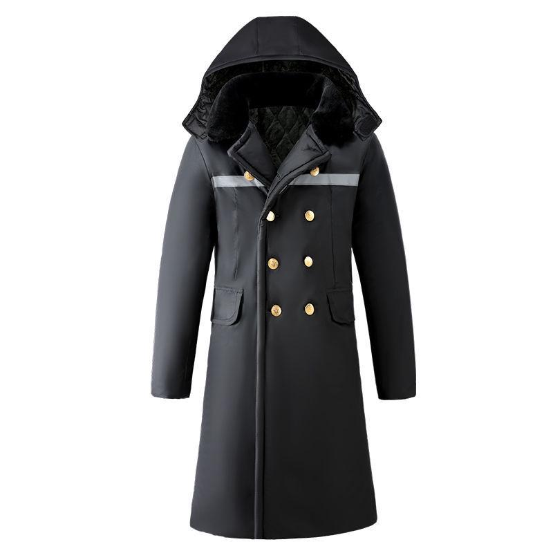 Men's Extra Long Winter Coat - Army Green, Waterproof, Windproof, Thickened Cotton with Removable Velvet Lining, Coldproof for Northeast Winters.