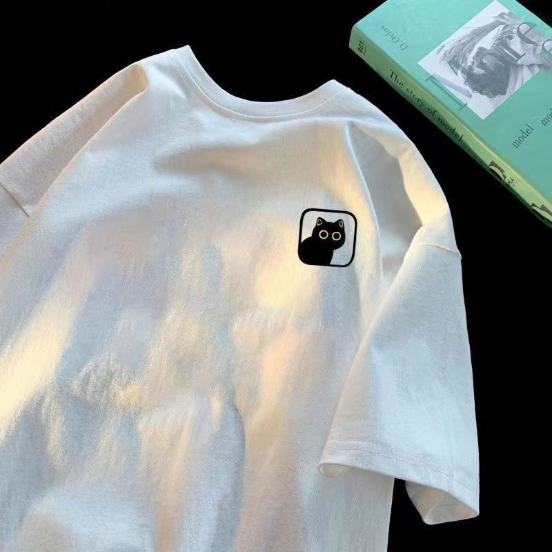 Short Sleeve T-Shirt Men'S Summer Loose Cartoon American Printing Trend Brand Student Half Sleeve Top Clothing T-Shirt