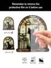 Acrylic Black Cat Window Hanging Decor, Arch Window with Butterfly/Stars/Books/Plants Design, Art Wall Ornaments for Home&Garden