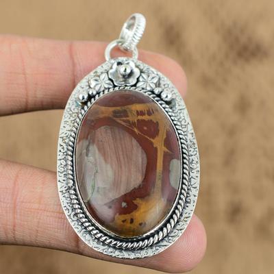 Noreena Jasper Gemstone Flower Anniversary Pendant Jewelry 925 Sterling Silver
